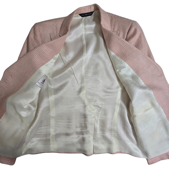 Maus & Hoffman Palm Beach Silk and Linen Pink Houndstooth Blazer‎ Size 8 - Picture 7 of 16